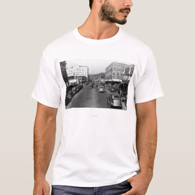 Aberdeen, WA - View of Wishkan Street Downtown T-Shirt (Front)