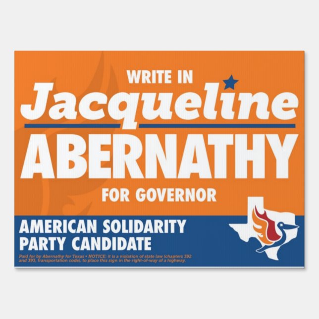 Abernathy for Texas Sign (Front)