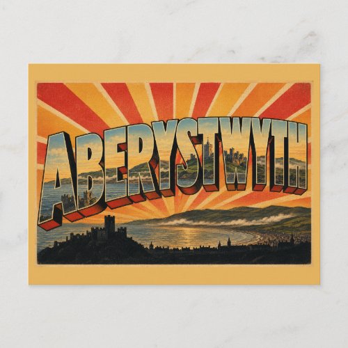 Aberystwyth Wales Vintage Travel Art Postcard