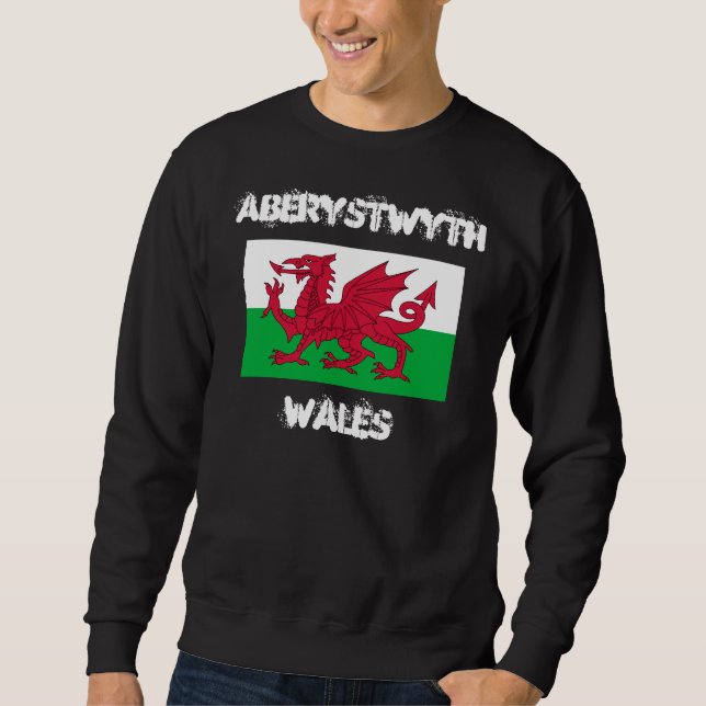 Aberystwyth, Wales with Welsh flag Sweatshirt (Front)