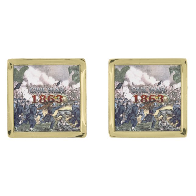 ABH Civil War 1863 Gold Cufflinks (Front)