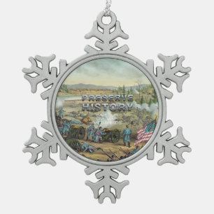 ABH Civil War Battlefield Preservation Snowflake Pewter Christmas Ornament