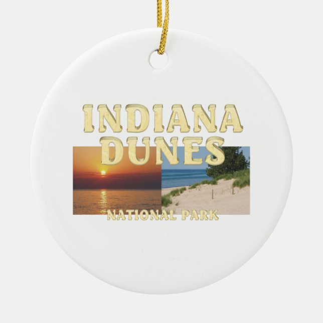 ABH Indiana Dunes Ceramic Ornament (Front)