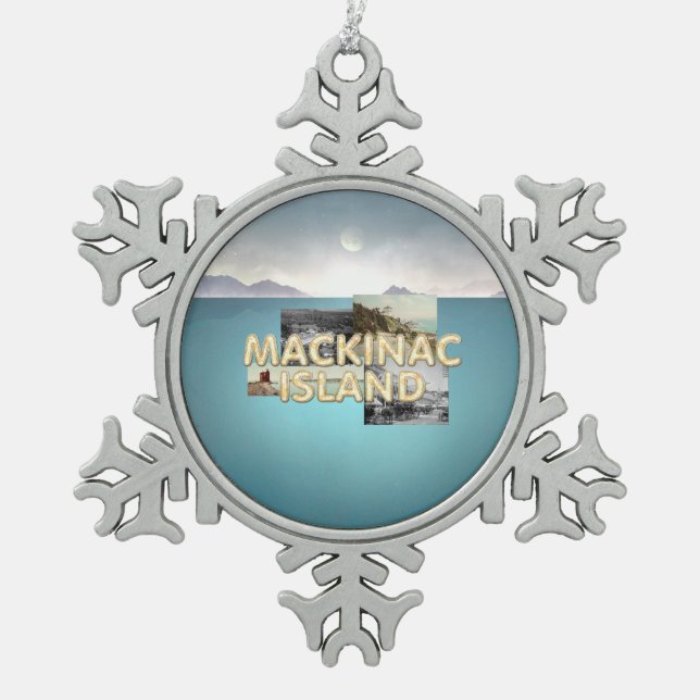 ABH Mackinac Island Snowflake Pewter Christmas Ornament (Front)