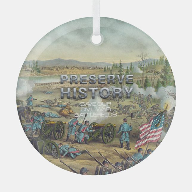 ABH Preserve Civil War Battlefields Glass Ornament (Front)