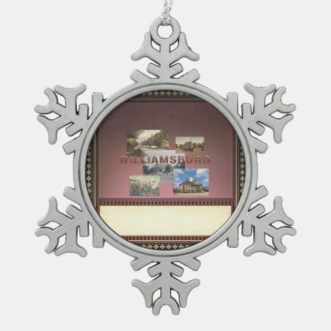 ABH Williamsburg Snowflake Pewter Christmas Ornament (Front)