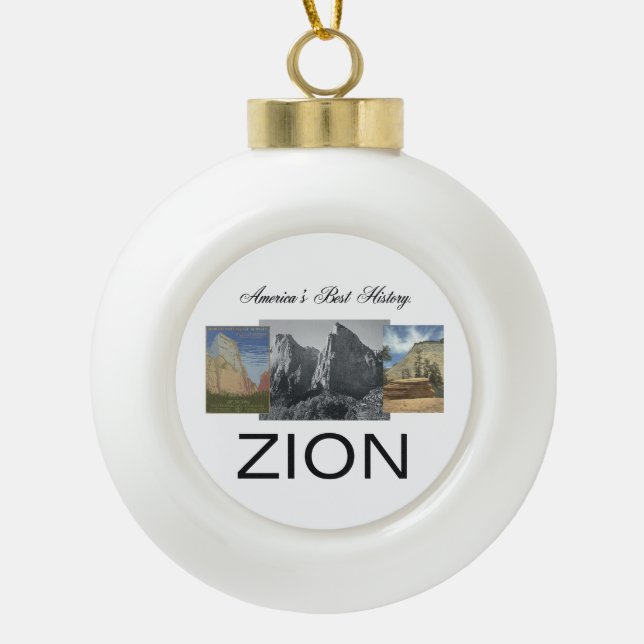 ABH Zion Ceramic Ball Christmas Ornament (Front)