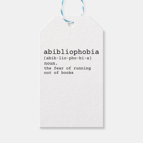 Abibliophobia definition book reading lovers funny gift tags