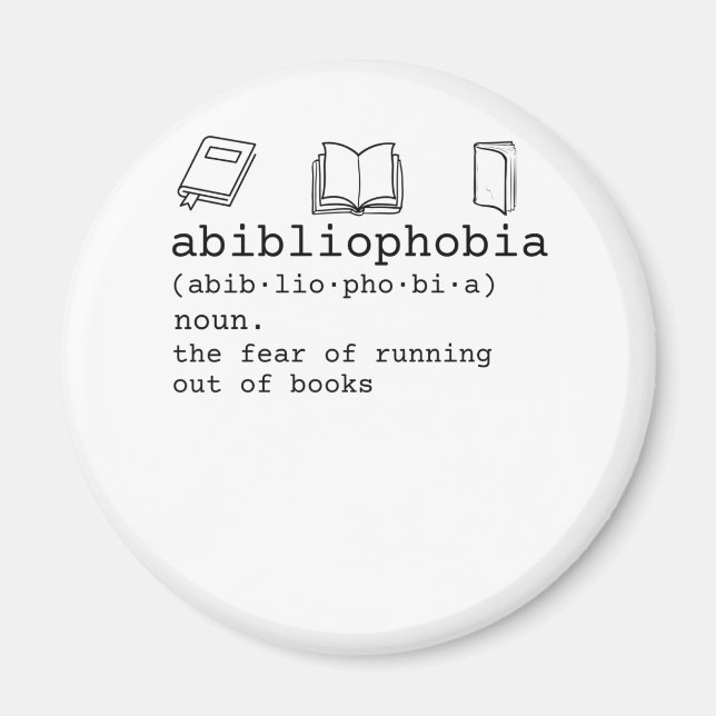 Abibliophobia definition book reading teacher magnet (Front)
