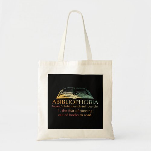 Abibliophobia Definition Vintage Retro Reading Boo Tote Bag