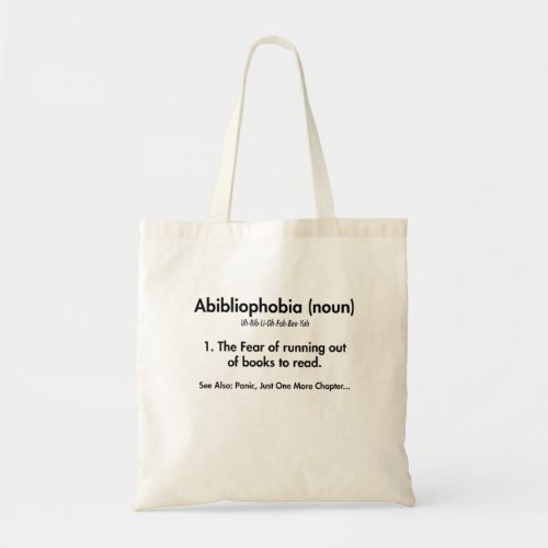 Abibliophobia Tshirt Funny Book Lover Definition Tote Bag