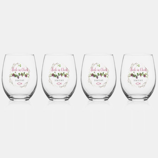 Abide in Christ  Stemless Wine Glass (Front)