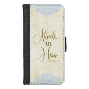Abide in Him Scripture Quote iPhone 8/7 Wallet Case