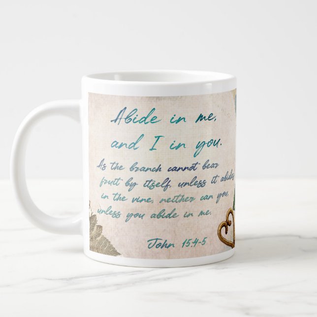 Abide in Me Fruitful Faith Art Journal Giant Coffee Mug (Left)