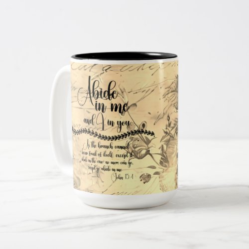 Abide in Me KJV Bible Verse Two_Tone Coffee Mug