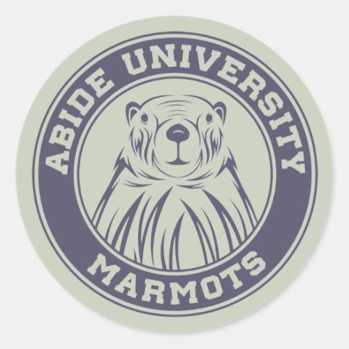 Abide University Marmots Classic Round Sticker