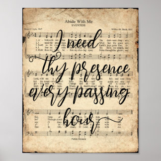Abide with Me Scripted Hymn Print
