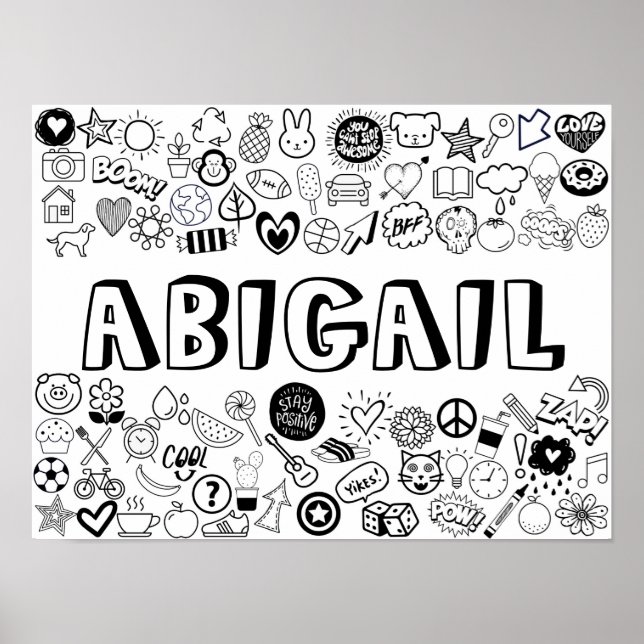 'ABIGAIL' Colour-it-Yourself Outline Design Poster (Front)