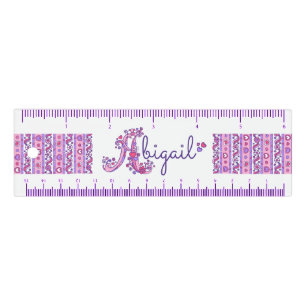 Abigail doodle art name pink purple ruler