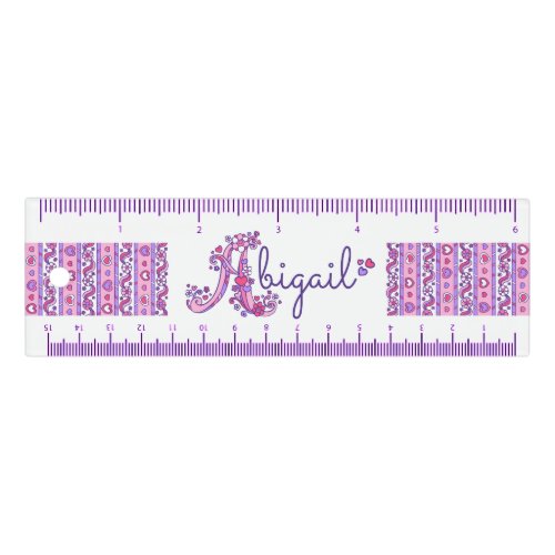 Abigail doodle art name pink purple ruler