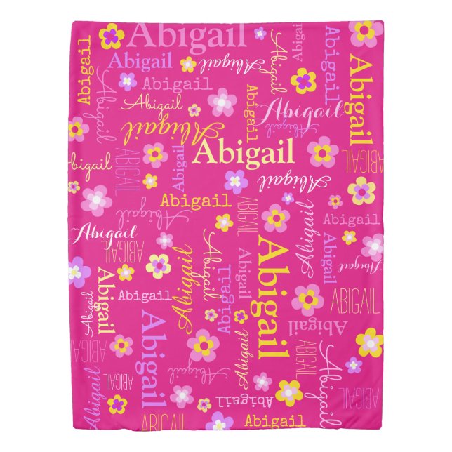 Abigail girls name and flower pink duvet cover (Front)