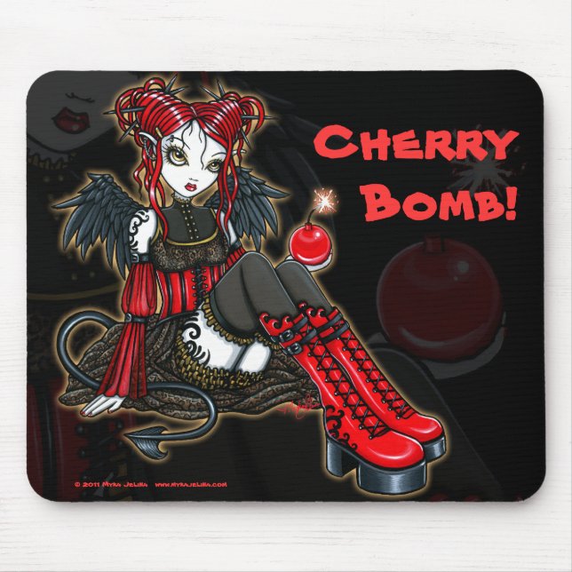 "Abigail" Gothic Cherrybomb Devil Fairy Mousepad (Front)