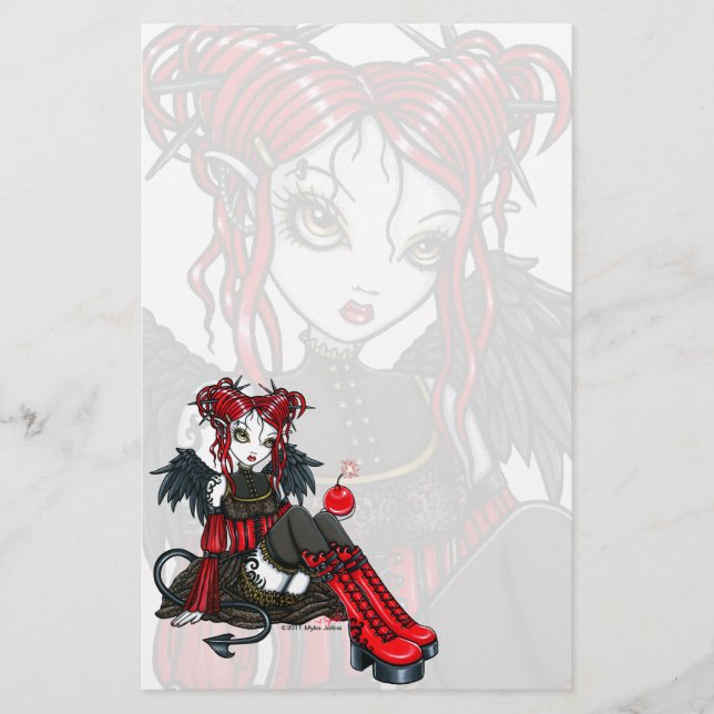 "Abigail" Gothic Fairy Cherrybomb Angel Stationery (Front)