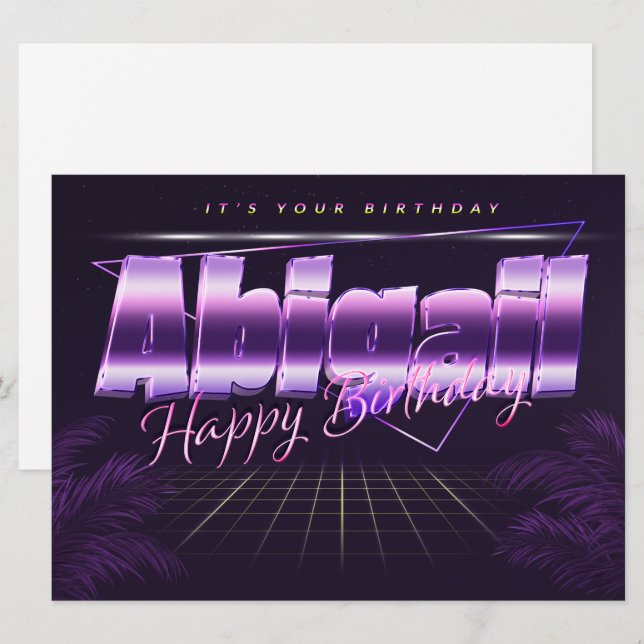 Abigail name first name lilac retro card birthday (Front/Back)