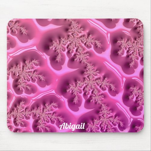 ABIGAIL Personalized Fractal Design  Pink Waffle  Mouse Pad