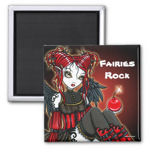 Abigail Red Gothic Fire Fairy Angel Magnet