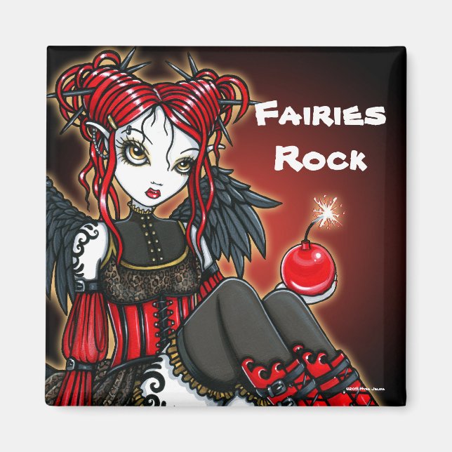 "Abigail" Red Gothic Fire Fairy Angel Magnet (Front)