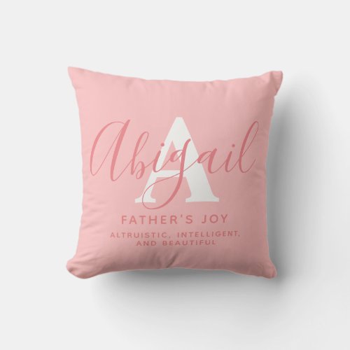 Abigail text coral name meaning  throw pillow