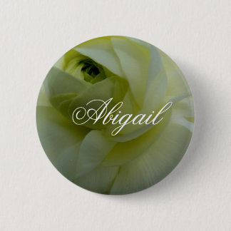 Abigail White Flower Name Badge Button