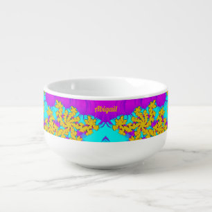 ABIGAIL ~ Wow! Purple Yellow Aqua Cute   Soup Mug