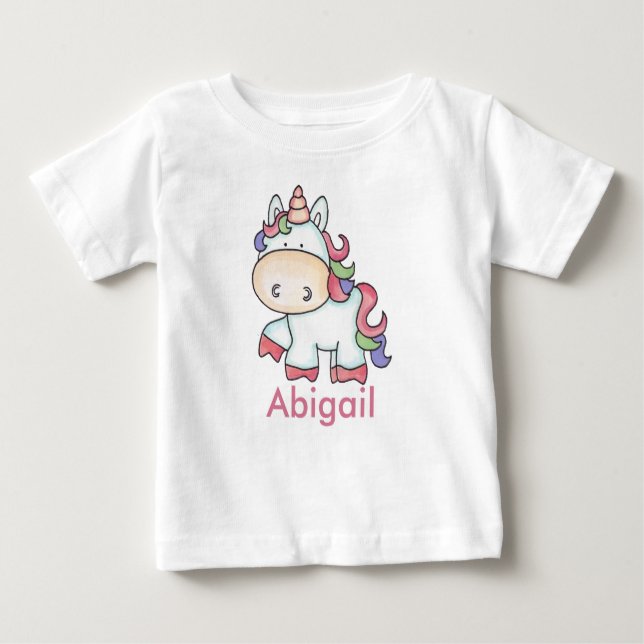 Abigail's Personalized Unicorn Gifts Baby T-Shirt (Front)