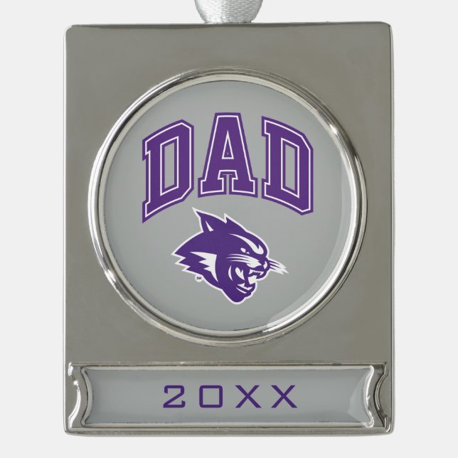 Abilene Christian Dad Silver Plated Banner Ornament (Front)