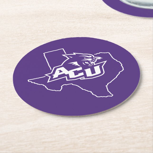Abilene Christian State Love Round Paper Coaster (Angled)