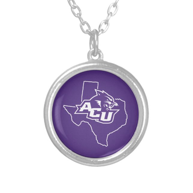 Abilene Christian State Love Silver Plated Necklace (Front)