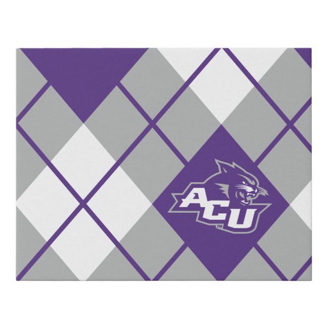 Abilene Christian University Argyle Pattern Faux Canvas Print (Front)