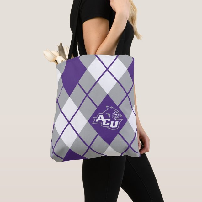Abilene Christian University Argyle Pattern Tote Bag (Close Up)