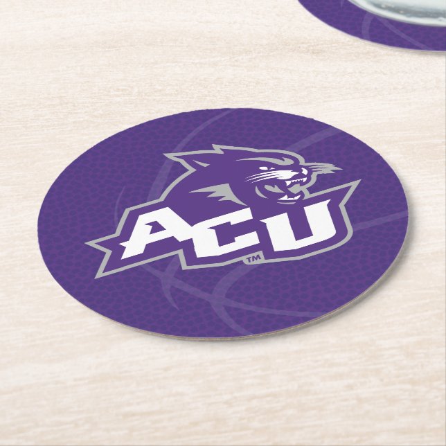 Abilene Christian University Basketball Round Paper Coaster (Angled)