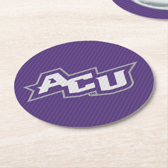 Abilene Christian University Carbon Fiber Pattern Round Paper Coaster (Angled)