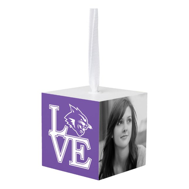 Abilene Christian University Love Cube Ornament (Back Angled)