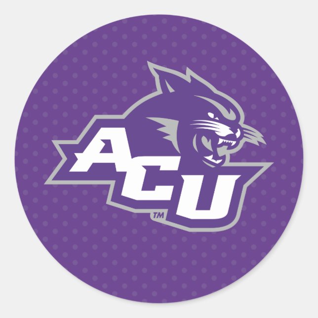 Abilene Christian University Polka Dot Pattern Classic Round Sticker (Front)