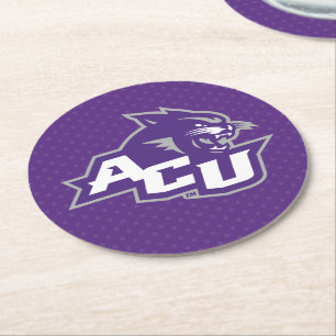 Abilene Christian University Polka Dot Pattern Round Paper Coaster