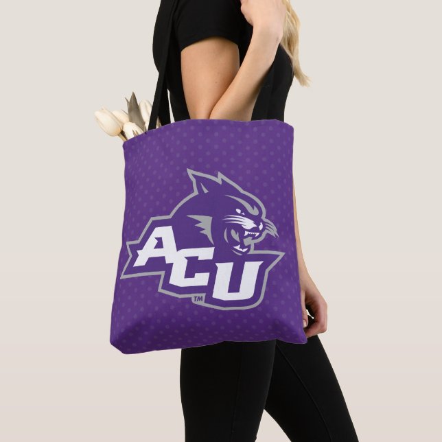 Abilene Christian University Polka Dot Pattern Tote Bag (Close Up)