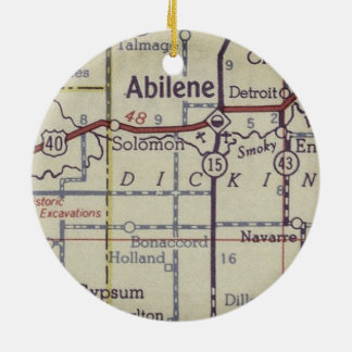 Abilene Kansas Vintage Map Ceramic Ornament