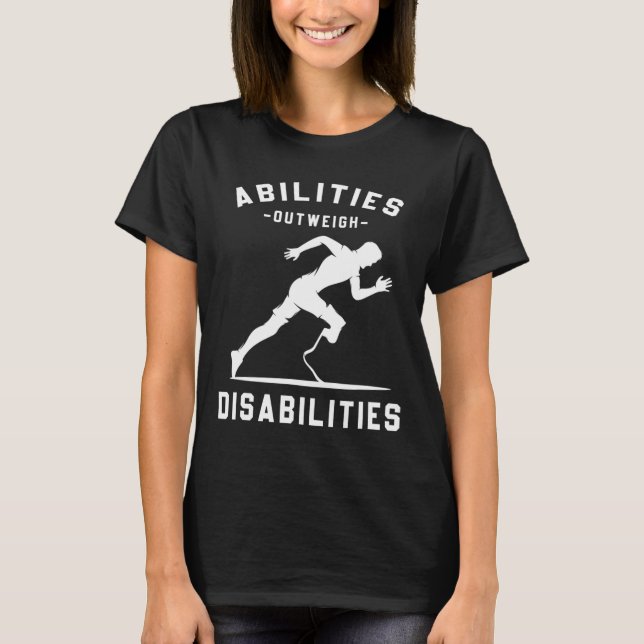 Abilities Outweigh Disabilities Running Marathon  T-Shirt (Front)