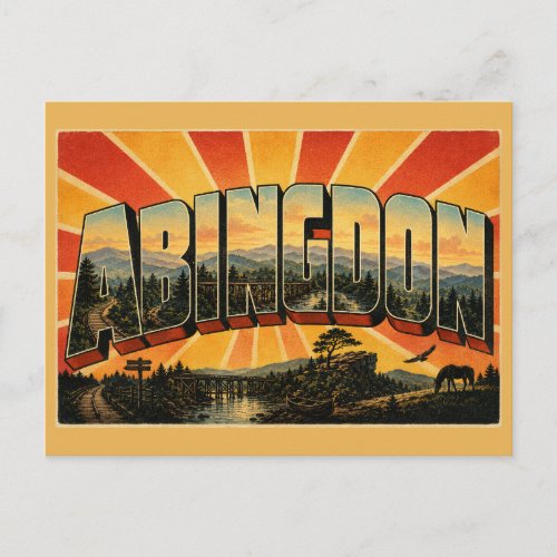 Abingdon VA Trail Mountains River Art Postcard