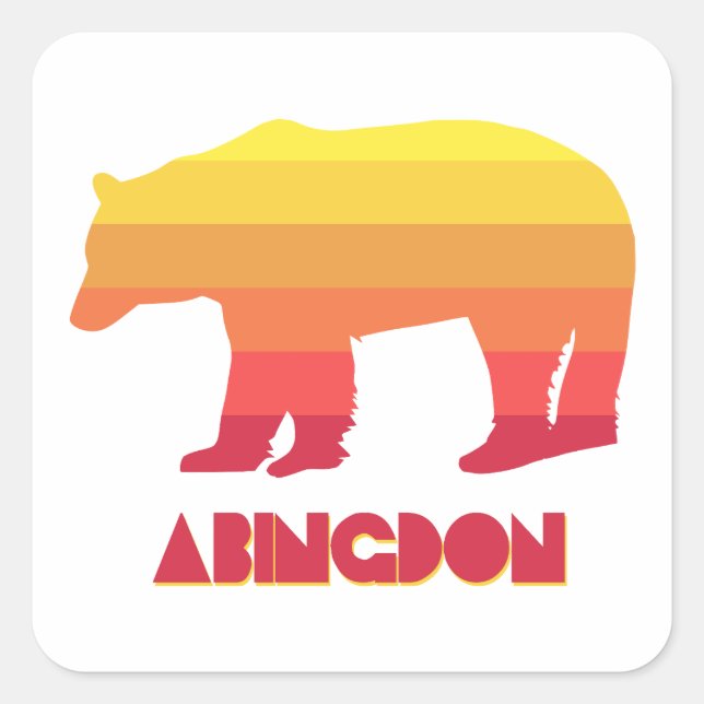 Abingdon Virginia Rainbow Bear Square Sticker (Front)